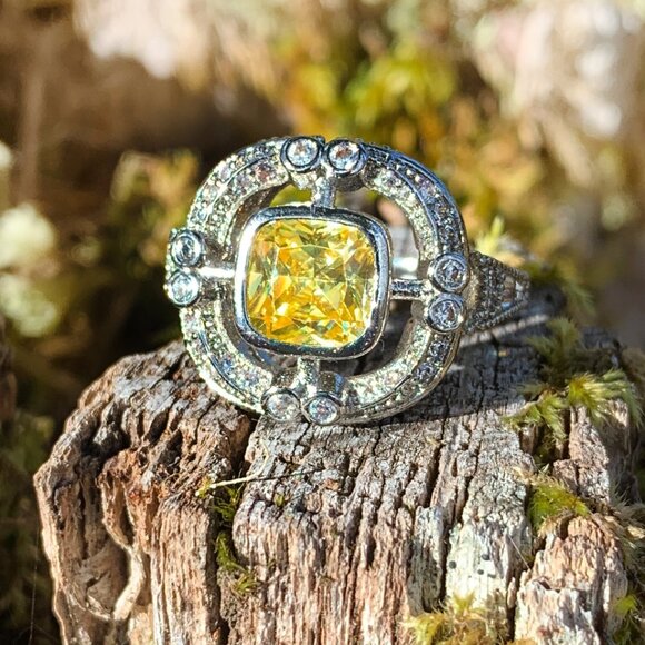 Art Deco Zodiac Citrine Ring - Picture 1 of 7